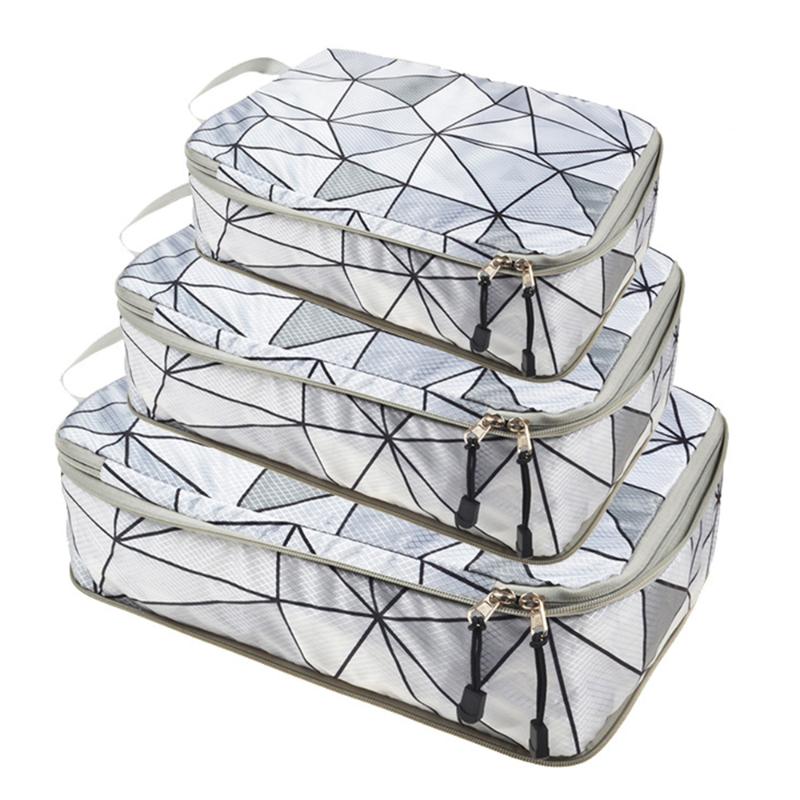 3pcs Clothes Storage Bag Organizer Traveling Zipper Storage Bag Compressible Bags Luggage Suitcase Travel Packing Cubes Set