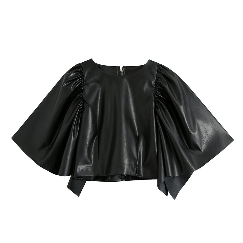 BLSQR Black Fashion Faux Leather Crop Blouses Sexy Short Sleeve Back Zipper Female Shirts Chic Tops Blusas Mujer
BLSQR Black Fashion Faux Leather Crop Blouses Sexy Short Sleeve Back Zipper Female Shirts Chic Tops Blusas Mujer