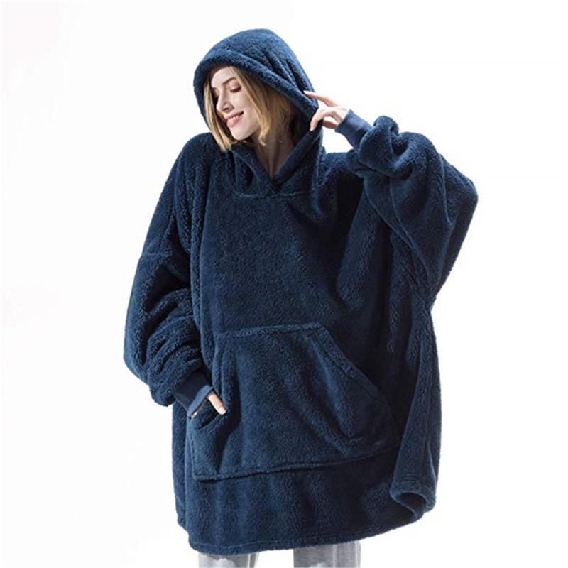 Winter Flannel Long-sleeved Hooded Pajamas For Women's Large Size Loose Warm Long Home Service 2020 Couple's Home Clothing, Blue
Winter Flannel Long-sleeved Hooded Pajamas For Women's Large Size Loose Warm Long Home Service 2020 Couple's Home Clothing, Blue