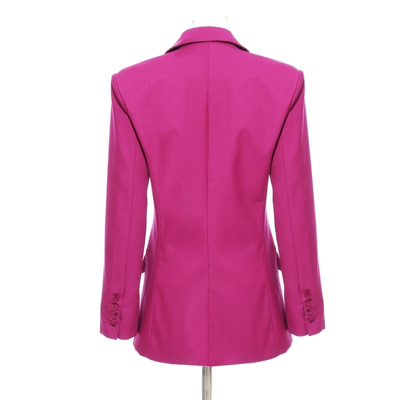 DEAT Women Rose Red Pleated Split Temperament Blazer New Lapel Long Sleeve Loose Fit Jacket Fashion Spring Autumn 1S5570 201114