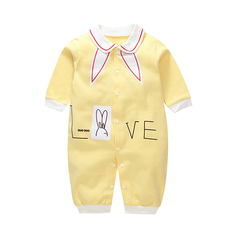Baby Long Romper Toddler I Love Mama Letter Print Spring& Autumn Jumpsuit Bow Bib Striped Onesie Baby Girl Boy Fashion Daily Y1221