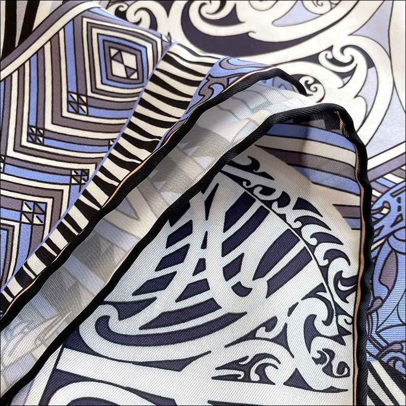 Satin Head Scarf Female Silk Rolled Edge Scarf 90 Woman Neck Foulard Luxe HIGH-END Headwrap"Kawa Ora"