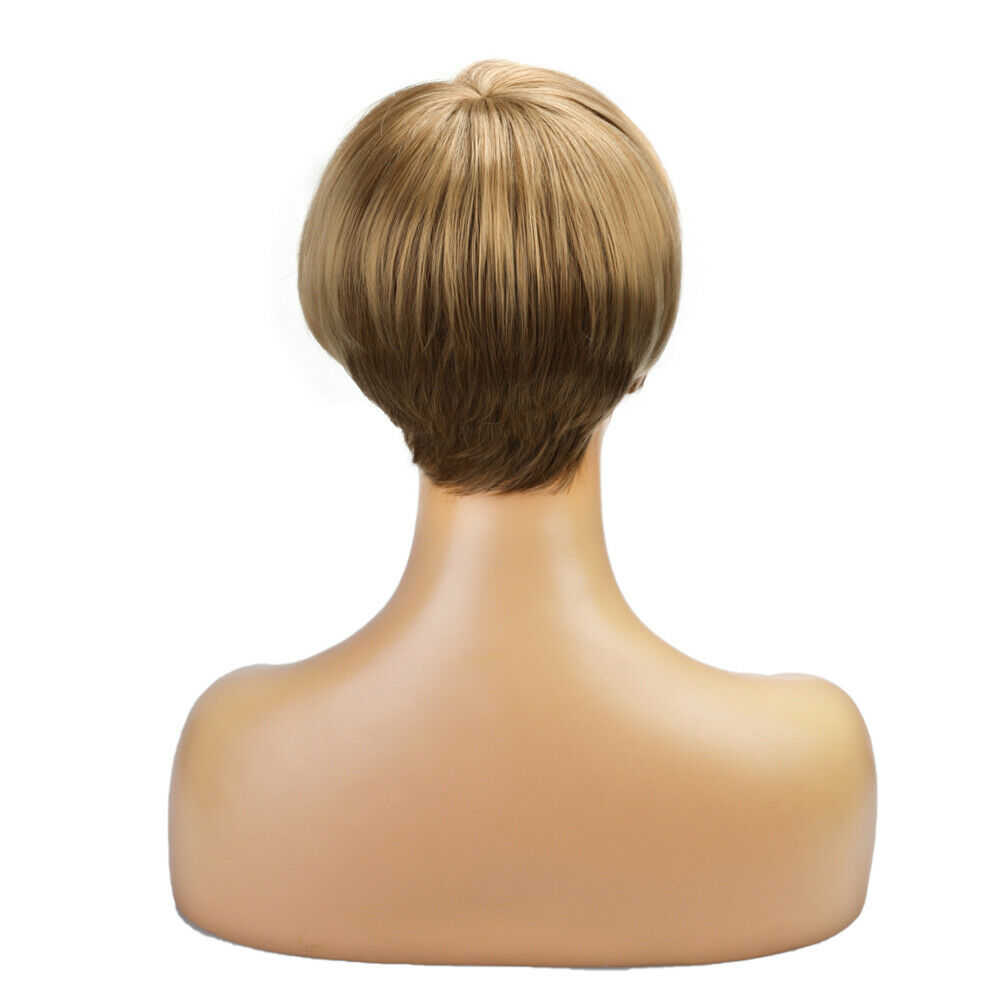 Women Short Blonde Straight Wigs Pexie Cut Synthetic Hair Wig Fashion Cosplay