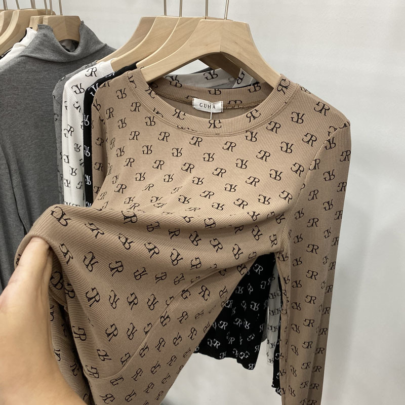 2021 New Letter print bottom casual round neck long sleeve T-shirt woman tshirts 1FVF, Black
2021 New Letter print bottom casual round neck long sleeve T-shirt woman tshirts 1FVF, Black
