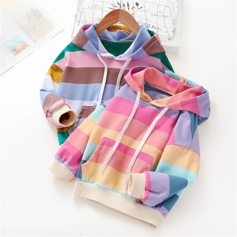 Girls Spring Autumn Children's Clothing Kid's Fashion Sweatshirt Rainbow Stripe Hoodies 201222, Black
Girls Spring Autumn Children's Clothing Kid's Fashion Sweatshirt Rainbow Stripe Hoodies 201222, Black
