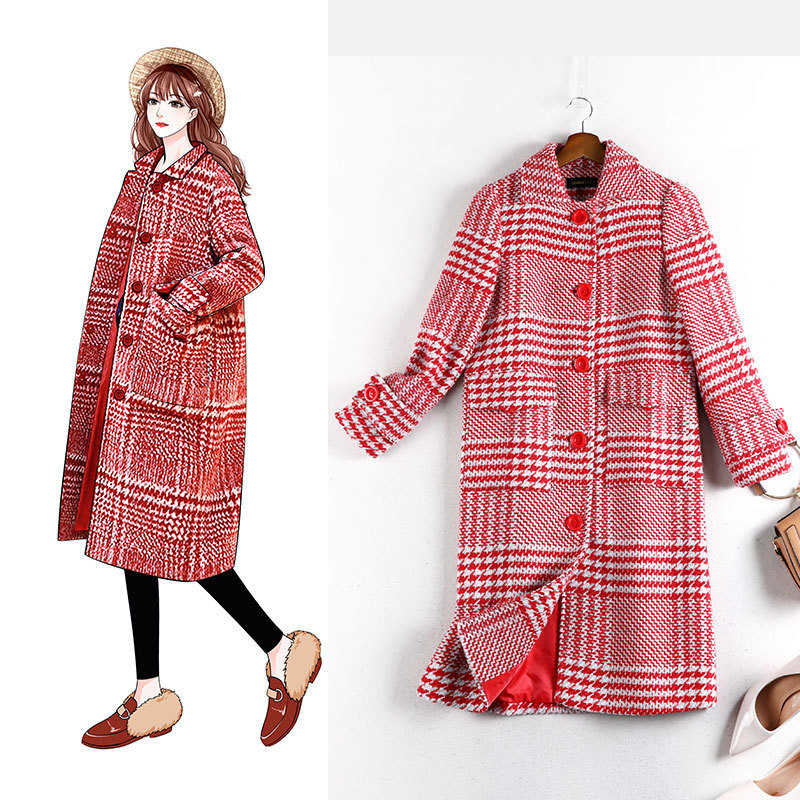 Size Large Thousand Birds Grill Winter Wear Loose Show Thin Woolen Coat 200kg 8539 Dmdm, Red.
Size Large Thousand Birds Grill Winter Wear Loose Show Thin Woolen Coat 200kg 8539 Dmdm, Red.