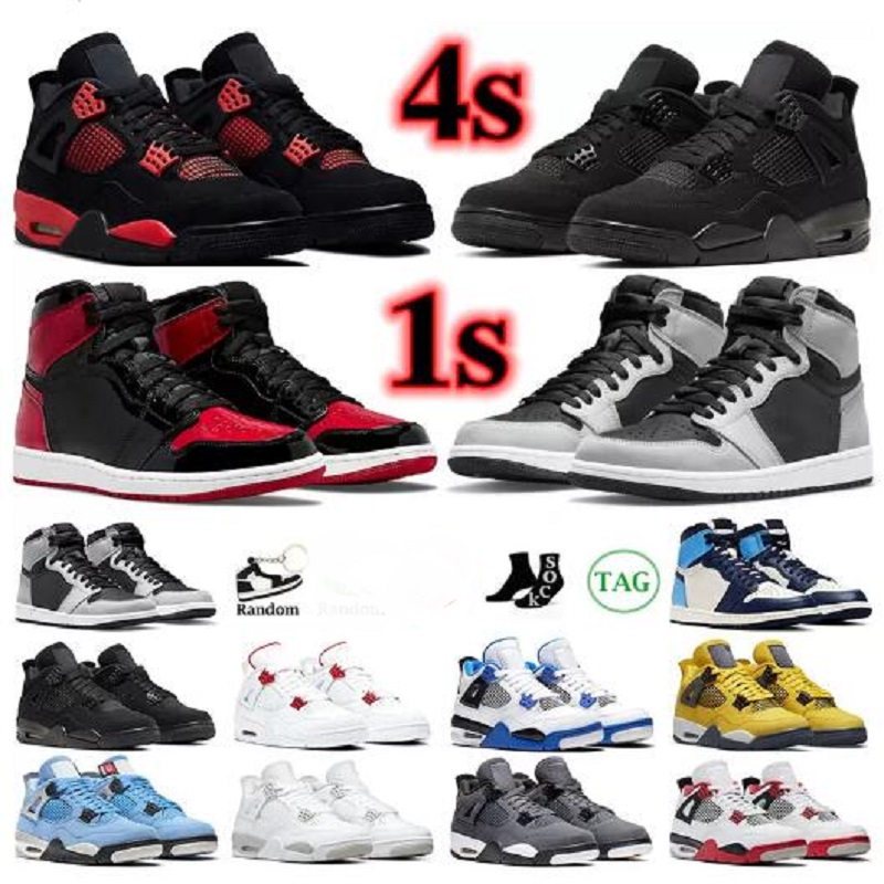 1s bred patent jumpman 4s Men basketball shoes Sneakers 4 black cat red thunder White Oreo Neon University Blue mens trainers, #24 
1s bred patent jumpman 4s Men basketball shoes Sneakers 4 black cat red thunder White Oreo Neon University Blue mens trainers, #24
