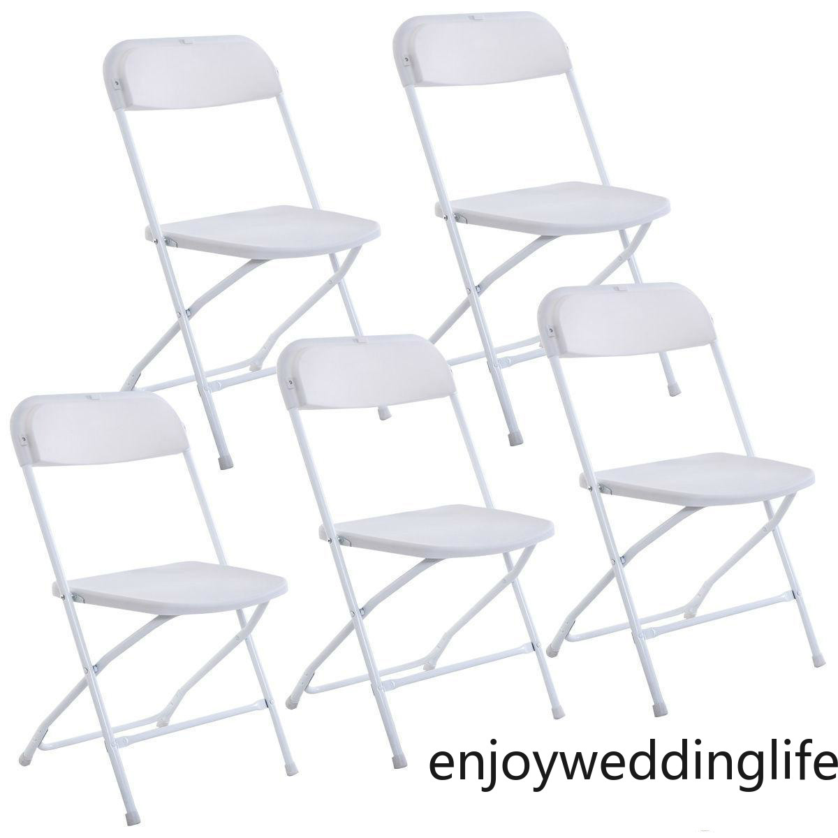 New Set of 5 Plastic Folding Chairs Wedding Party Event Chair Commercial White Chairs For Home Garden Use 
New Set of 5 Plastic Folding Chairs Wedding Party Event Chair Commercial White Chairs For Home Garden Use