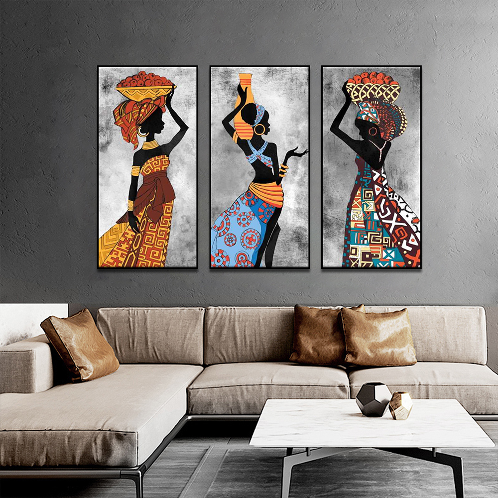 African Etnicos Tribal Art Paintings Black Women Dancing Poster Canvas Print Painting Abstract Art Picture for Home Wall Decor