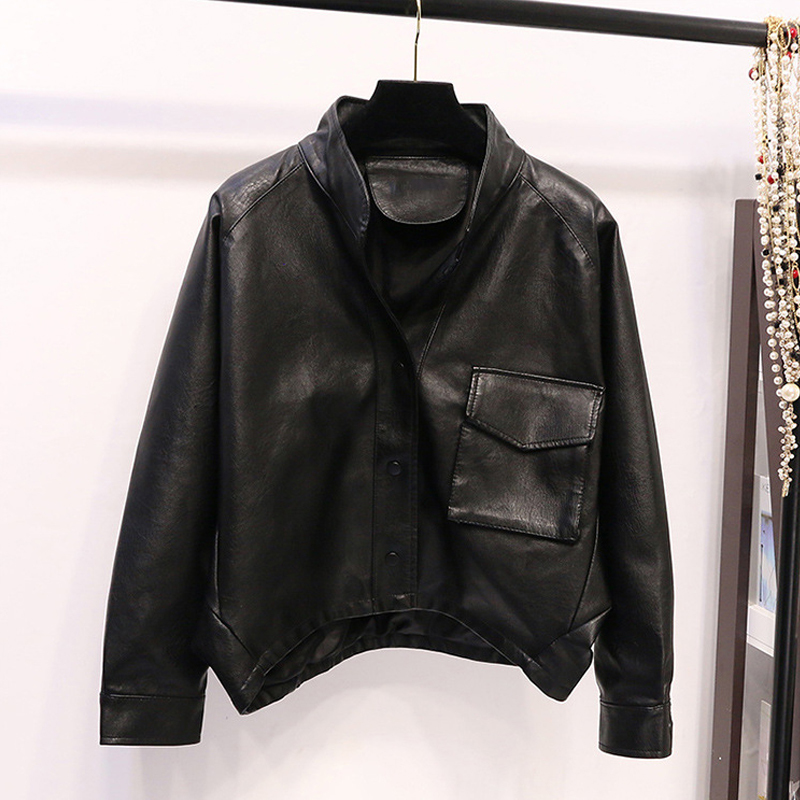 2021 New Jacke Loose Batwing Short Design Long Female Leather Sleeve of Plutonium Jackets LMNH, Black
2021 New Jacke Loose Batwing Short Design Long Female Leather Sleeve of Plutonium Jackets LMNH, Black