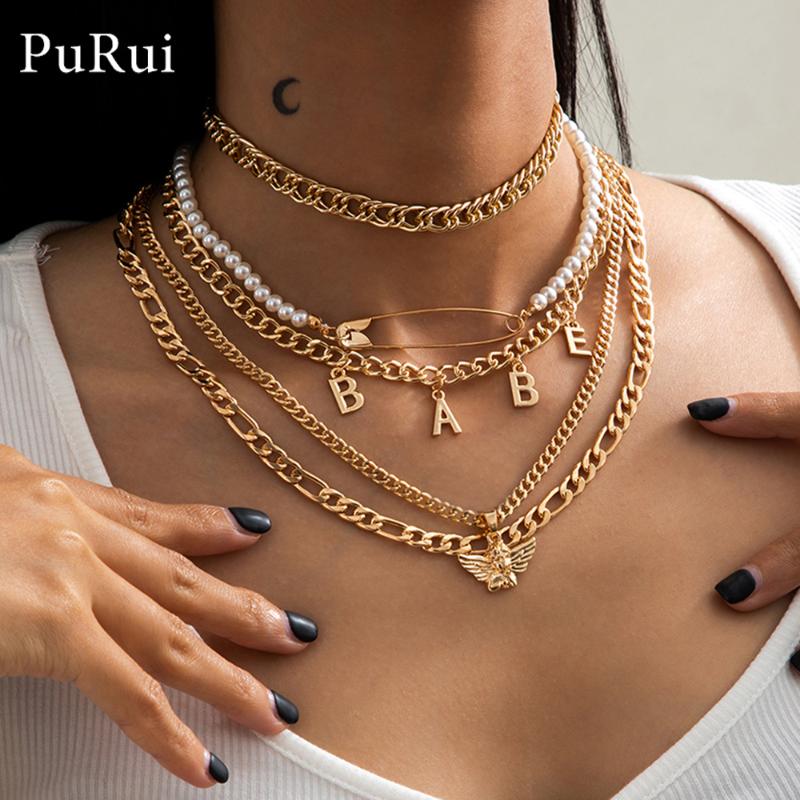 PuRui Punk Multi Layered Pearl Choker Necklace for Women Angel Pendant Chain Necklaces Collar Statement Jewelry Female Collares
PuRui Punk Multi Layered Pearl Choker Necklace for Women Angel Pendant Chain Necklaces Collar Statement Jewelry Female Collares