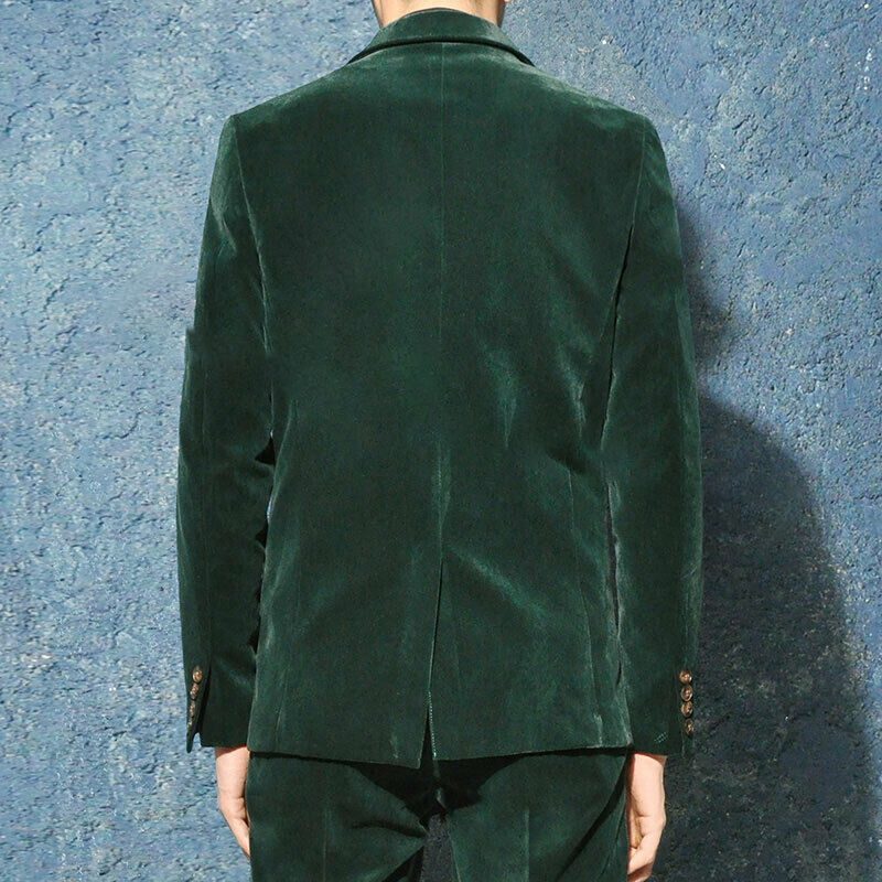 Vintage Mens Designer Suits Two-piece Velvet Peaked Lapel Groom Tuxedos Customized Made jacket and pants Business Men Suits