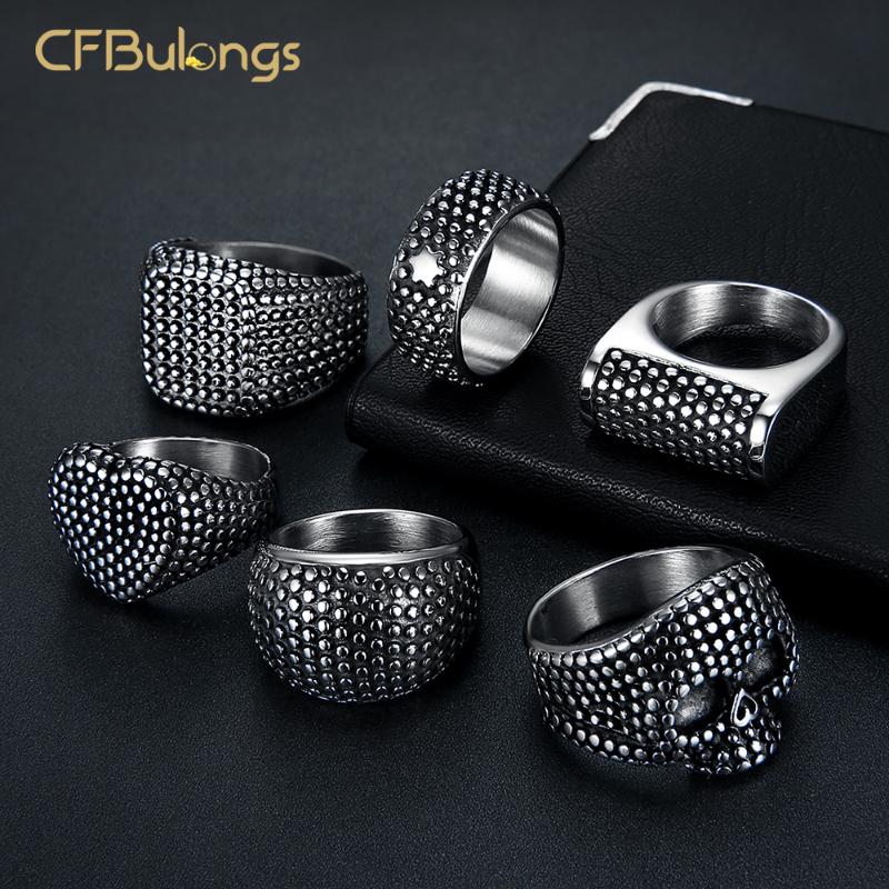 CFBulongs Vintage Geometric Punctiform Signet Men's Ring 316L Stainless Steel Punk Hip Hop Finger Ring Men Jewelry Party Gift
CFBulongs Vintage Geometric Punctiform Signet Men's Ring 316L Stainless Steel Punk Hip Hop Finger Ring Men Jewelry Party Gift