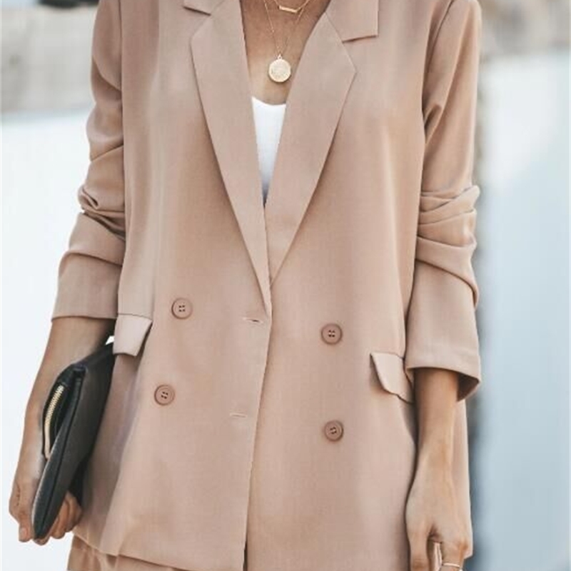 Women's New Style for Autumn and Winter Solid Color LongSleeved Coat Button Suit jackets for women ropa para mujer 201019