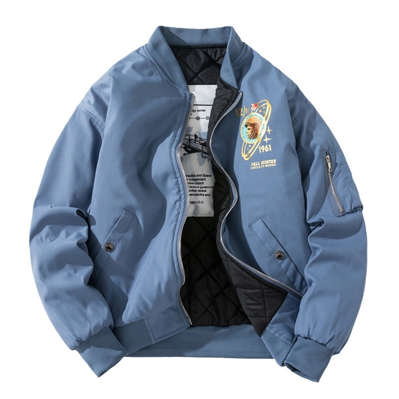 Winter Bomber Jacket Men Fashion Pilot Jacket Rocket Print Baseball Coat Casual Youth Streetwear Outerwear Mens Clothing 201218