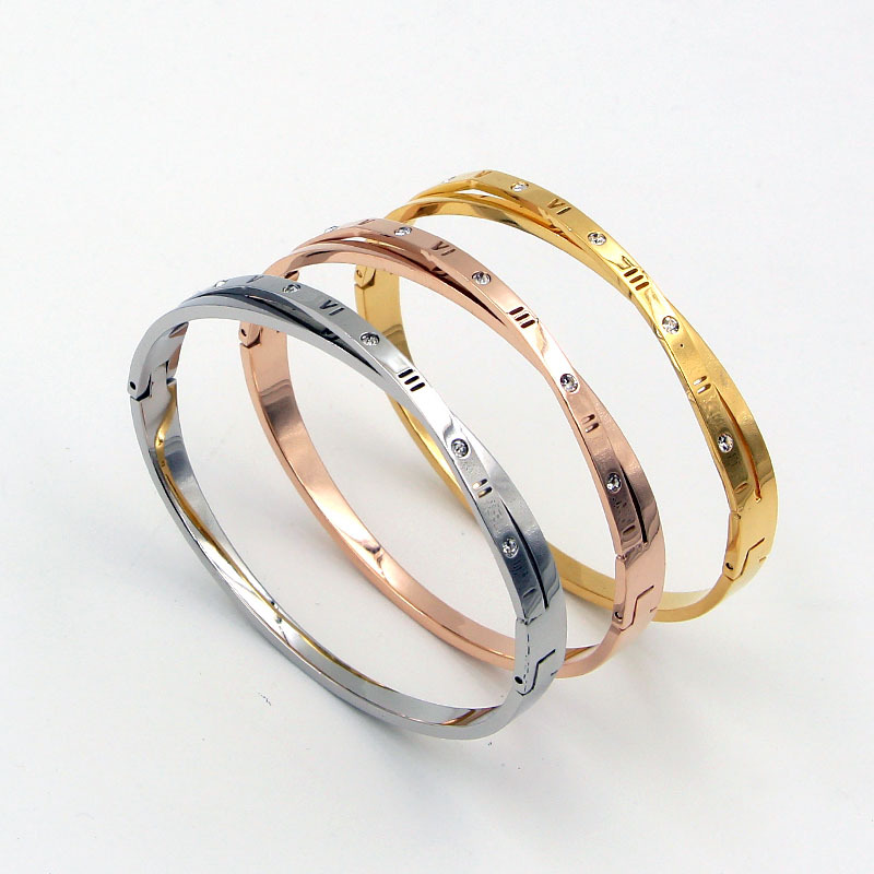 Fashion Stainless Steel Better Round Crystal Roman Numerals Cross Bangle Bracelet Rose Gold Color Woman Party Gift
Fashion Stainless Steel Better Round Crystal Roman Numerals Cross Bangle Bracelet Rose Gold Color Woman Party Gift
