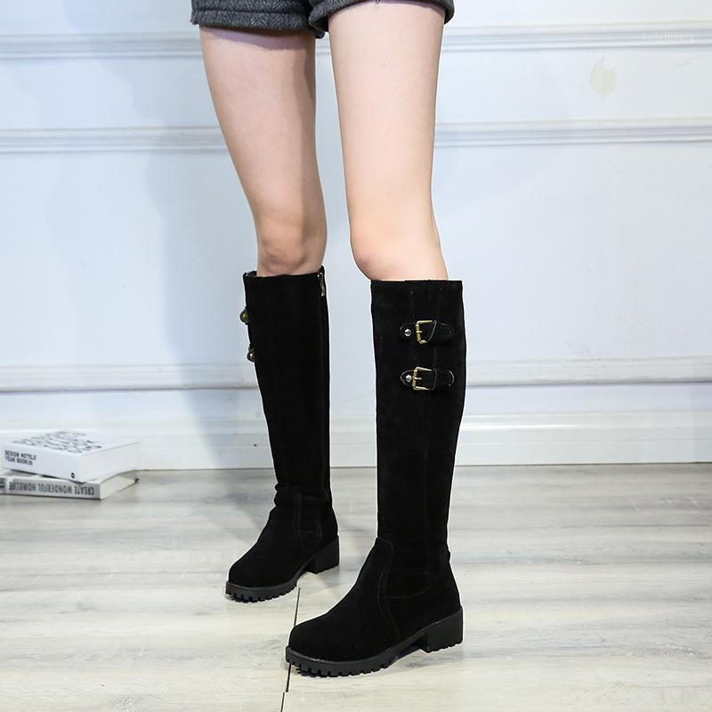 Nubuck knee high boots women plush double belt winter bottes thick med high heels shoes ladies upscale tube booties plus size 431, Black
Nubuck knee high boots women plush double belt winter bottes thick med high heels shoes ladies upscale tube booties plus size 431, Black
