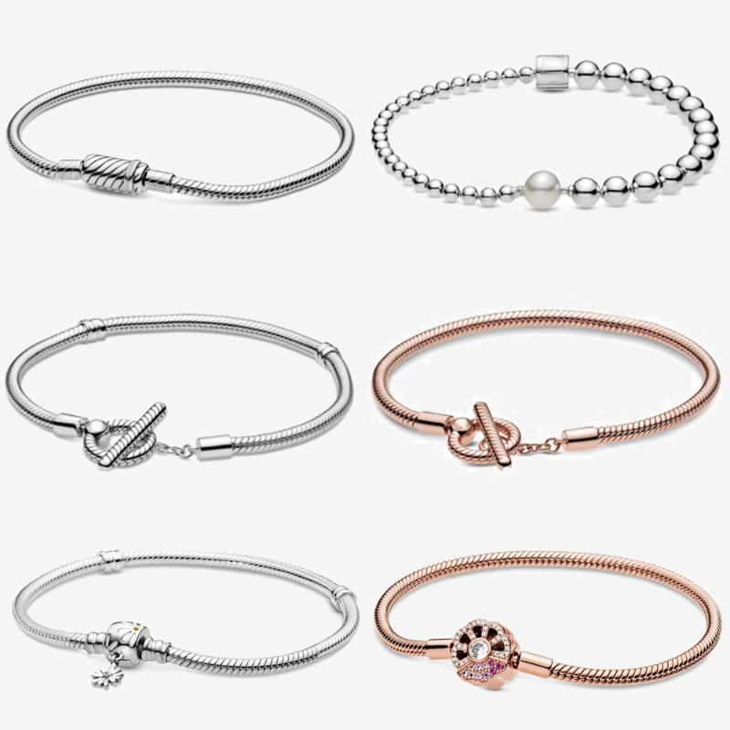 Charm Bracelets 2021 Arrivals Rose Gold Silver Color T-Bar Snake Chain Bracelet For Women Authentic Jewelry Making Gift
Charm Bracelets 2021 Arrivals Rose Gold Silver Color T-Bar Snake Chain Bracelet For Women Authentic Jewelry Making Gift