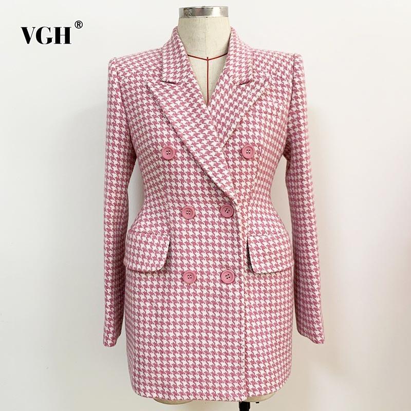 VGH Elegant Plaid Blazer For Women Notched Long Sleeve Double Breasted Casual Blazers Female Fashion New Clothing 2020 Autumn, Pink
VGH Elegant Plaid Blazer For Women Notched Long Sleeve Double Breasted Casual Blazers Female Fashion New Clothing 2020 Autumn, Pink