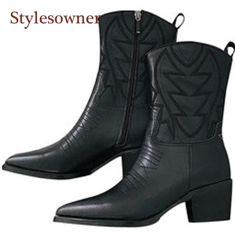 Retro Embroider Pointed Toe Western Cowboy Boots Woman Real Leather High Heel Wedges Slip-On Winter Boots Fashion Design Shoes, Black
Retro Embroider Pointed Toe Western Cowboy Boots Woman Real Leather High Heel Wedges Slip-On Winter Boots Fashion Design Shoes, Black