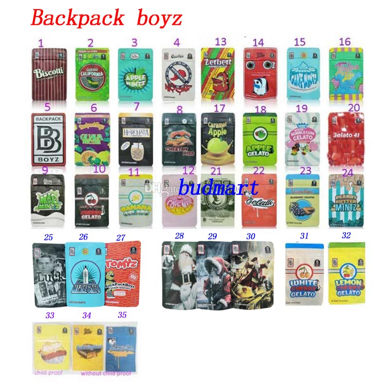 48 kinds of Backpack boyz cali packs resealable smell proof bags 33 No cap Italian ice dry herb flower packaging 
48 kinds of Backpack boyz cali packs resealable smell proof bags 33 No cap Italian ice dry herb flower packaging