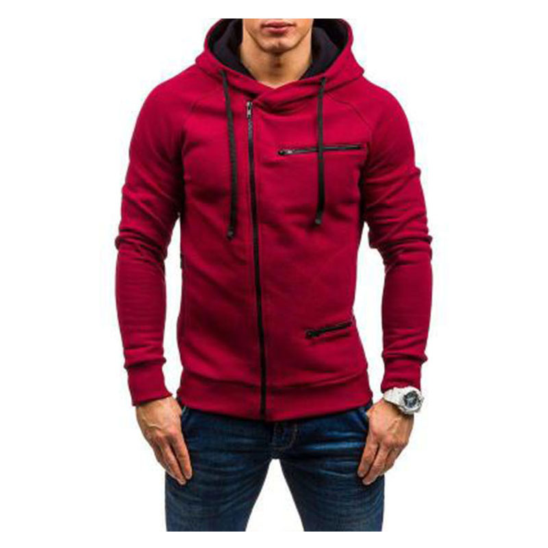 New personality men's pure color sports and leisure jacquard sweater fleece cardigan hooded jacket, Black
New personality men's pure color sports and leisure jacquard sweater fleece cardigan hooded jacket, Black
