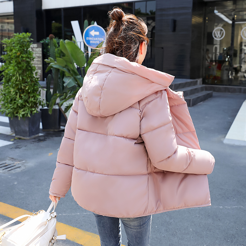 Winter Basic Puffer Jacket Women Solid Parka Coats Plus Size Hooded Thick Stand Collar Cotton Padded Casual Vetement Femme 201027