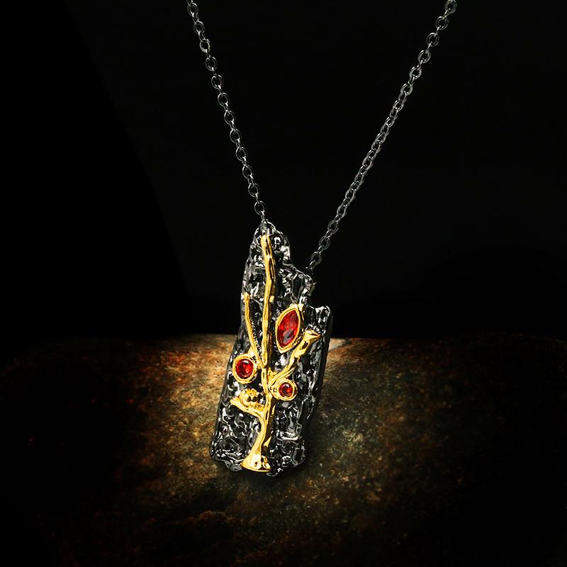 Charm Female Crystal Red Pendant Necklace 14KT Black Gold Chain Necklaces For Women Vintage Tree Wedding Party Necklace
Charm Female Crystal Red Pendant Necklace 14KT Black Gold Chain Necklaces For Women Vintage Tree Wedding Party Necklace