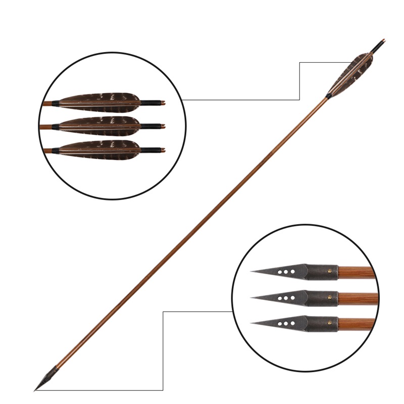 with Three-hole arrowhead Bamboo Arrows 31" Length with White Turkey Feathers for Hunting Shooting Bow Archery
with Three-hole arrowhead Bamboo Arrows 31" Length with White Turkey Feathers for Hunting Shooting Bow Archery