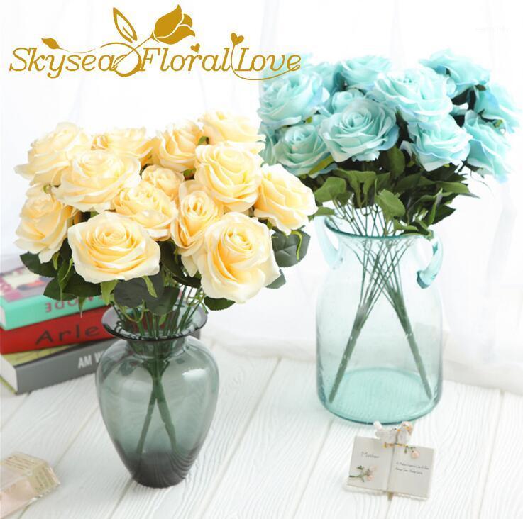Fake flowers wedding flower silk rose party wedding for home decor 10 heads artificial flowers home decoration1, Blue
Fake flowers wedding flower silk rose party wedding for home decor 10 heads artificial flowers home decoration1, Blue