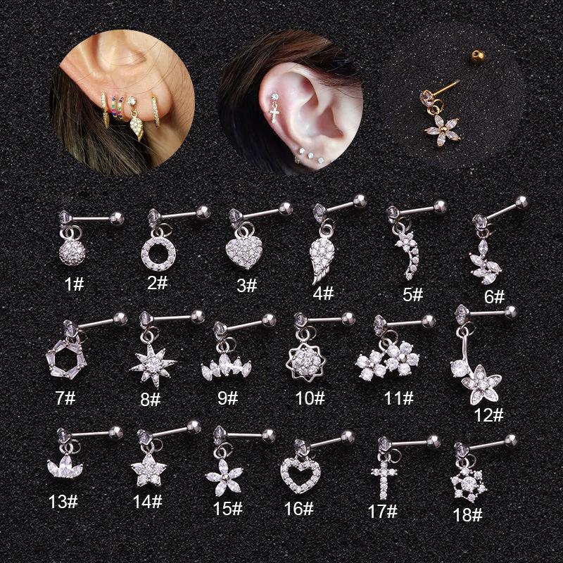 Stud Micro-inserted Zircon Earrings Stainless Steel Ear Bone European And American Foreign Trade Body Jewelry
Stud Micro-inserted Zircon Earrings Stainless Steel Ear Bone European And American Foreign Trade Body Jewelry