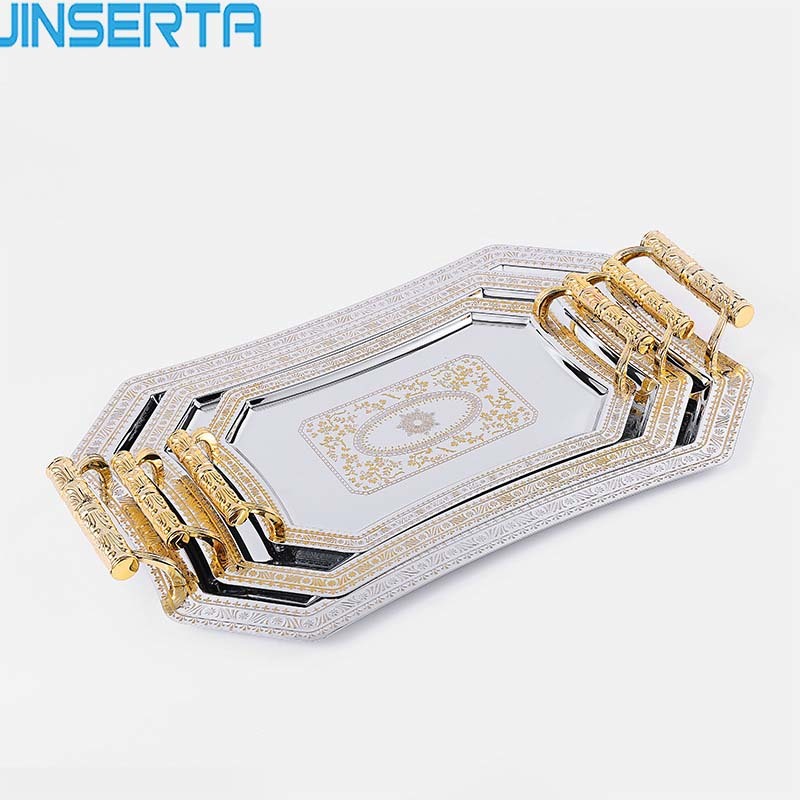 JINSERTA Metal Storage Tray Jewelry Display Plate Retro Dessert Fruit Cake Plate with Handle for Decor Hotel Cafe Serving Tray Y1119
JINSERTA Metal Storage Tray Jewelry Display Plate Retro Dessert Fruit Cake Plate with Handle for Decor Hotel Cafe Serving Tray Y1119