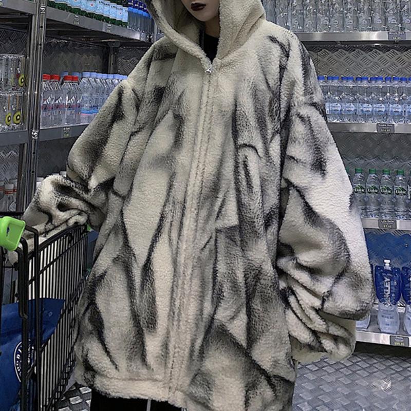 Winter Fleece Jacket Women Gothic Tie Dye Warm Casual Plush Coat Oversize Jackets Loose Hip Hop Streetwear Hooded Outwear Trendy, Gray
Winter Fleece Jacket Women Gothic Tie Dye Warm Casual Plush Coat Oversize Jackets Loose Hip Hop Streetwear Hooded Outwear Trendy, Gray