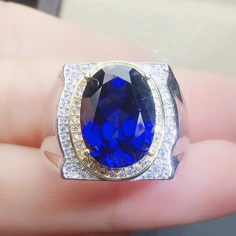 Cluster Rings Men Ring Blue Sapphire Oval Per Jewelry 10*14mm 7.5ct Big Gemstone 925 Sterling Silver Fine J2110313, Golden;silver
Cluster Rings Men Ring Blue Sapphire Oval Per Jewelry 10*14mm 7.5ct Big Gemstone 925 Sterling Silver Fine J2110313, Golden;silver