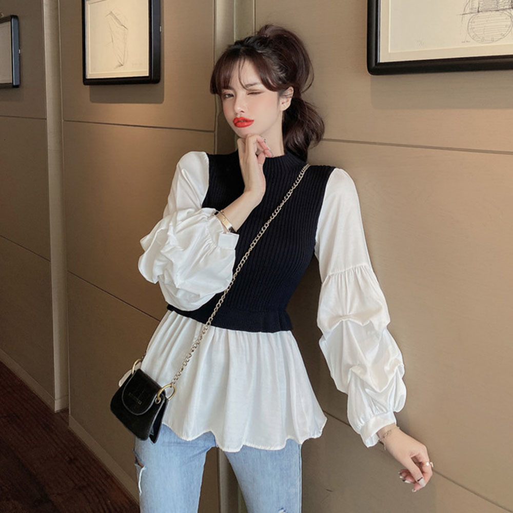 2021 New Korean Version Sweater Autumn Winter Fashion Thin Elegant Hot Sale Splicing Round Neck Puff Sleeve JK0P, Black
2021 New Korean Version Sweater Autumn Winter Fashion Thin Elegant Hot Sale Splicing Round Neck Puff Sleeve JK0P, Black