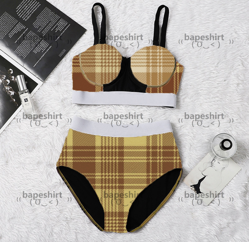 Khaki Plaid Swimsuits Luxury Padded Women' Push Up Bikinis Outdoor Beach Tourism Vacation Bandage Designer Swimwear
Khaki Plaid Swimsuits Luxury Padded Women' Push Up Bikinis Outdoor Beach Tourism Vacation Bandage Designer Swimwear