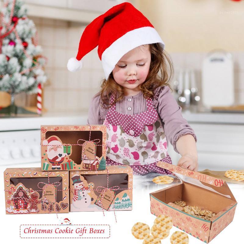 

12/24pcs Kraft Paper Christmas Cookie Gift Boxes Santa Claus Gifts Bags Merry Christmas Decoration Package Box New Year 20211