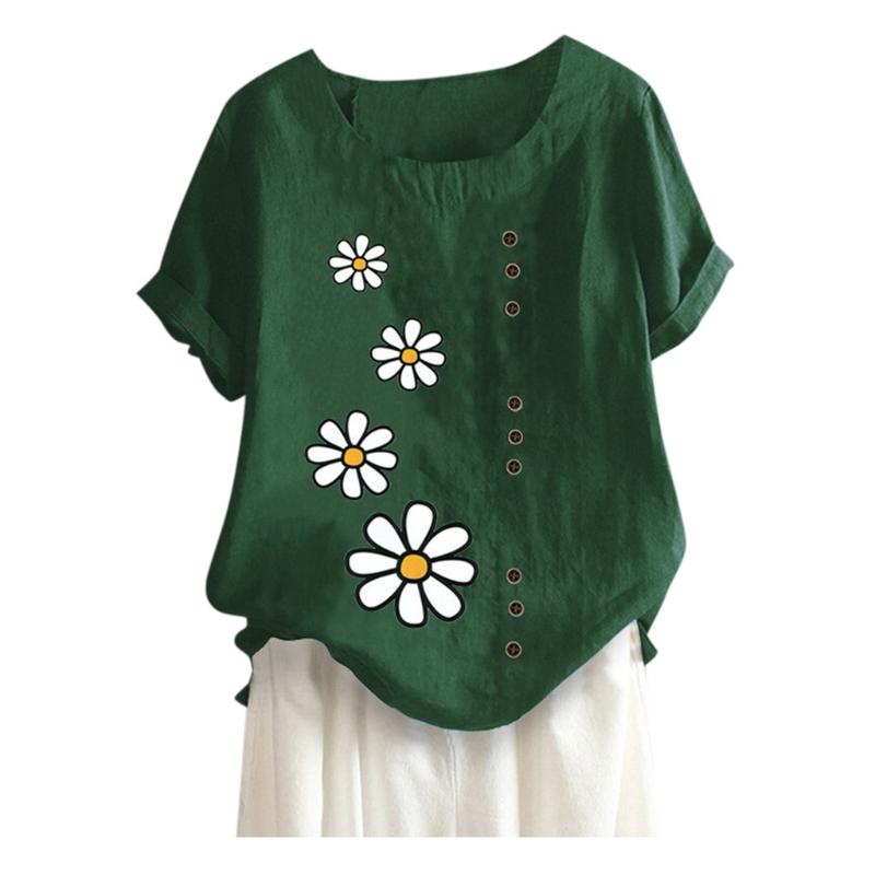 2020 Summer Green Blouse Shirts Elegant O-neck Cotton Linen Blouses Women Daisy Print Short Sleeve Top Pullover Blusa Feminina, Blue
2020 Summer Green Blouse Shirts Elegant O-neck Cotton Linen Blouses Women Daisy Print Short Sleeve Top Pullover Blusa Feminina, Blue