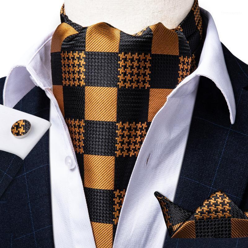Bow Ties Gold Check Black Silk Ascot Pocket Square Cravat Formal Dress Wedding Men Vintage Self Tie British Style Asscot Necktie DiBanGu1
Bow Ties Gold Check Black Silk Ascot Pocket Square Cravat Formal Dress Wedding Men Vintage Self Tie British Style Asscot Necktie DiBanGu1