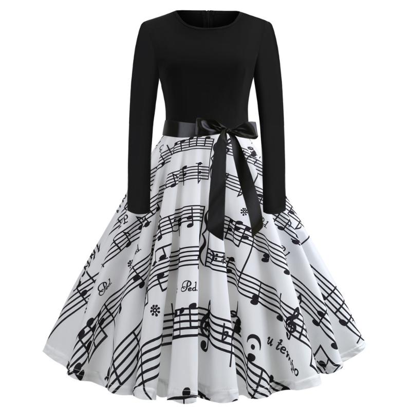 Music Note Print Elegant Party Dress Women 50s 60s Retro Vintage Robe Rockabilly Plus Size Casual Winter Midi, Jy13298
Music Note Print Elegant Party Dress Women 50s 60s Retro Vintage Robe Rockabilly Plus Size Casual Winter Midi, Jy13298