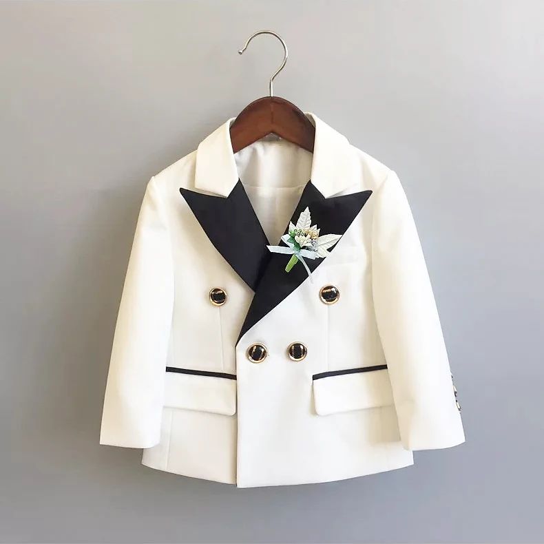 Boys Suits for Wedding Dinner Wear Tuxedos White Little Children Groomsmen Kids Birthday Party Evening Suit 2 pieces