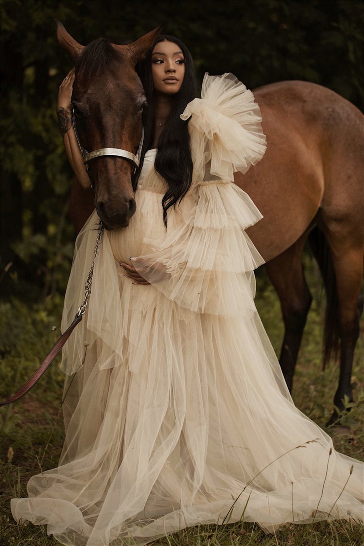 new maternity nightgowns plus size ruffles long sleeve photography tulle gowns custom made bridal sleepwear bathrobe