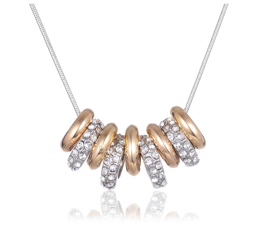 Women Tow Tone in 18K Platinum and Gold Plated Bead Necklaces Genuine Austrian Crystal Fashion Costume Necklace Jewelry