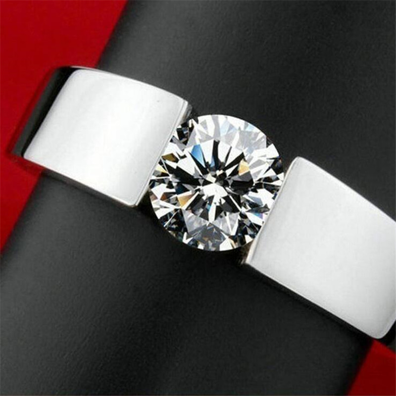 Sterg Sier & Rose Gold Fill Solitaire Cubic Zirconia Wedding Ring for Women, Simple Fashion Jewelry Gift 9eb9