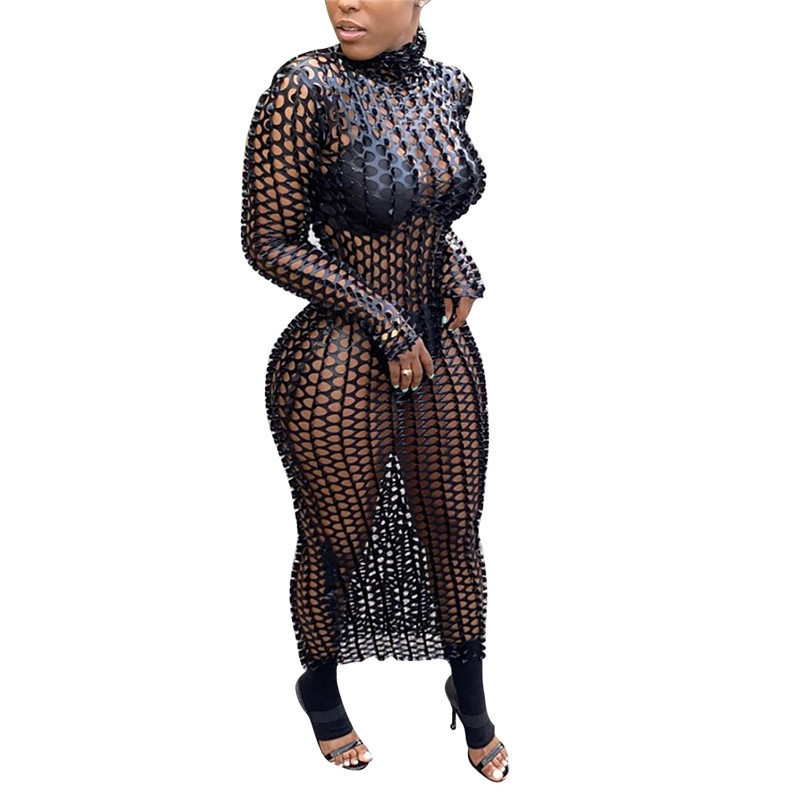 womens dresses hollow out long sleeve one-piece set bodycon luxury pullover dress elegant high quality cubwear
