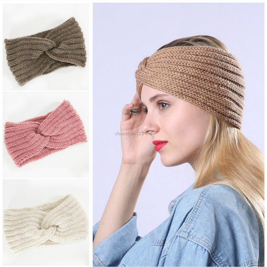 

knit cross head band Anutumn Winter warm head band fashion women hair bands Wraps will and sandy drop ship