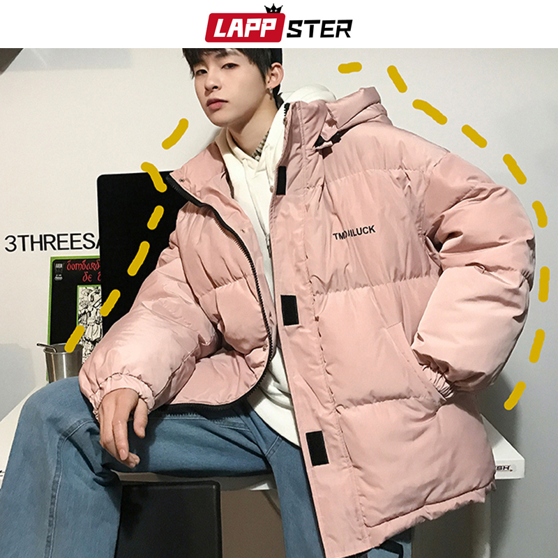 LAPPSTER Men Black Streetwear Bubble Coat Winter Jackets Mens Korean Hooded Puffer Jacket Coats Male Harajuku Hip Hop Parka 201123