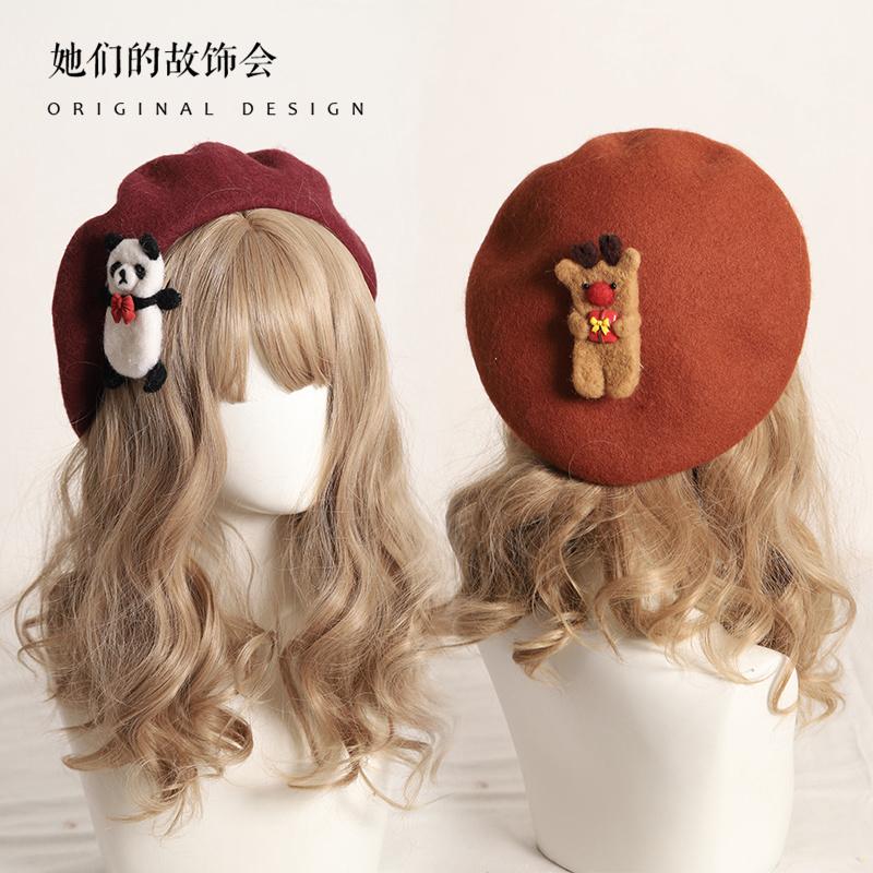 Berets Fall/winter Beret Women's Japanese Round Face Wool Red Panda Winter Hat 2021, Caramel
Berets Fall/winter Beret Women's Japanese Round Face Wool Red Panda Winter Hat 2021, Caramel