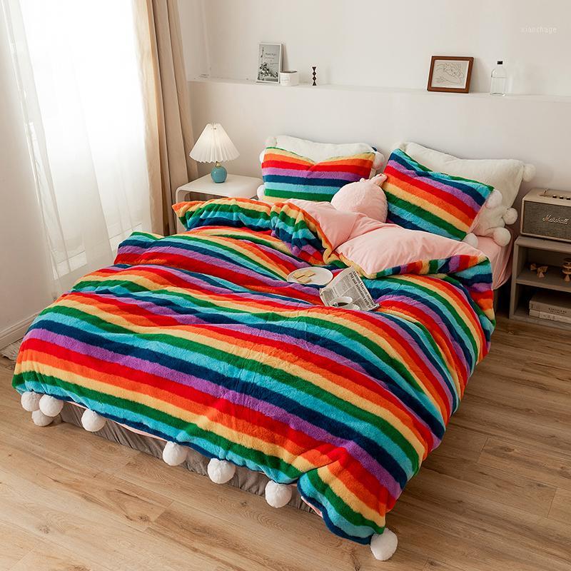 Rainbow Iridescent Seven Color Winter Warm Flannel Velvet Fleece Princess Girl Bedding set Duvet Cover Bed Sheet Pillowcases1
Rainbow Iridescent Seven Color Winter Warm Flannel Velvet Fleece Princess Girl Bedding set Duvet Cover Bed Sheet Pillowcases1