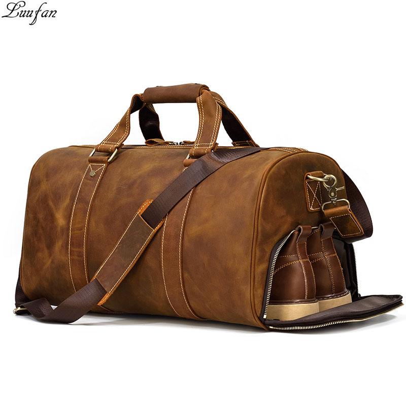 Luufan Crazy Horse Leather Men's Travel Bag With Shoe Pocket Big Capacity Real Leather Carry Hand Luuage Bag Male Shoulder, Design4-(50cm)
Luufan Crazy Horse Leather Men's Travel Bag With Shoe Pocket Big Capacity Real Leather Carry Hand Luuage Bag Male Shoulder, Design4-(50cm)